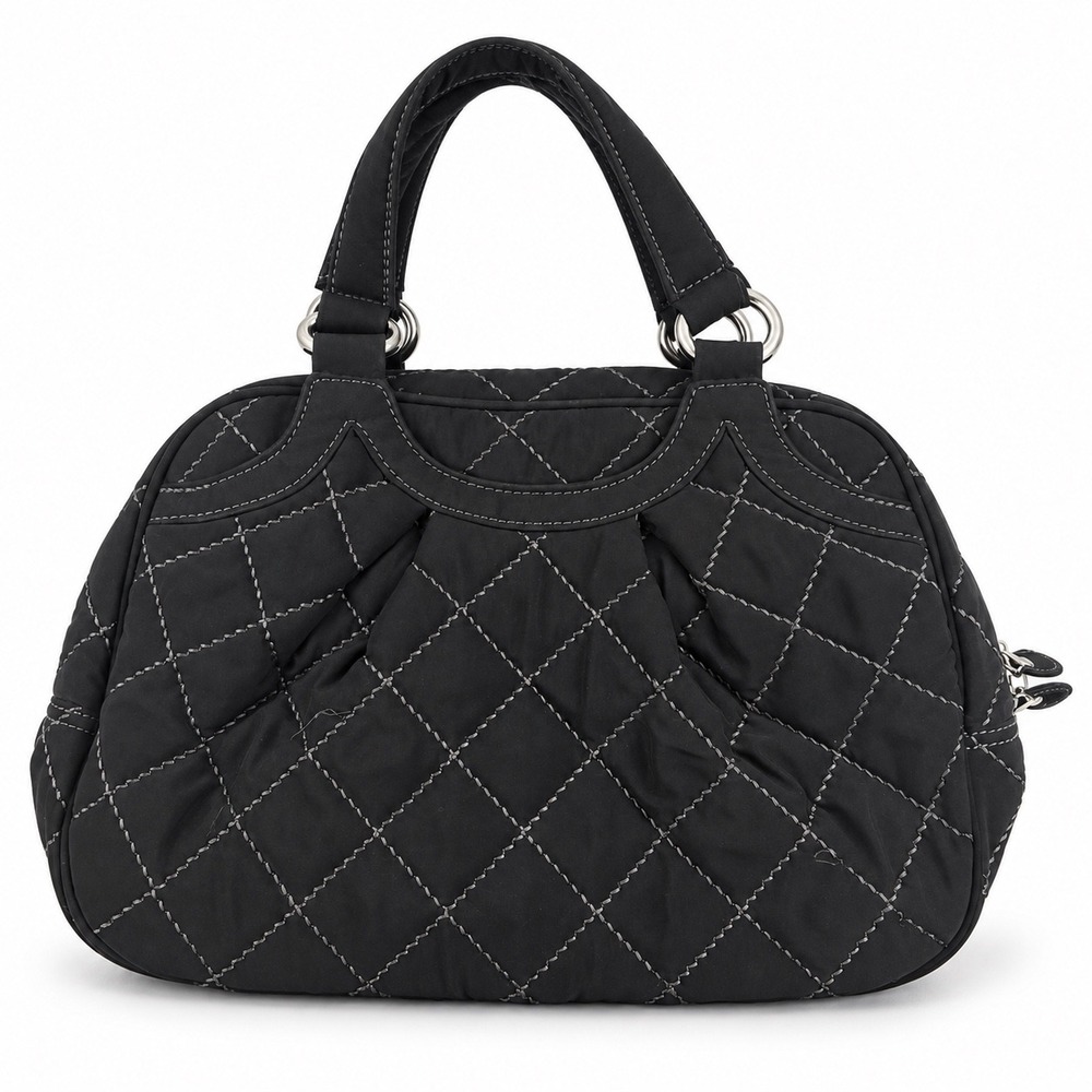 Vera Bradley Vintage Y2K Black Quilted Microfiber Satchel Handbag Lunch Box